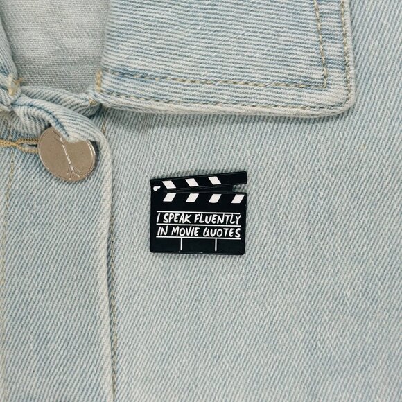 Oher Other - ✨Movie Set Clapboard Enamel Pin Speak Fluently In Movie Quotes Brooch Black Film